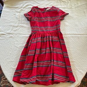 Lands end red blue green white striped dress